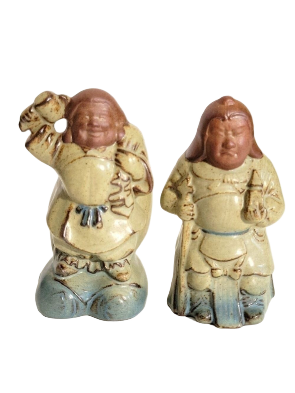 Vintage Set of (2) Japanese Immortal Porcelain Figurines, Made In Japan, Redware